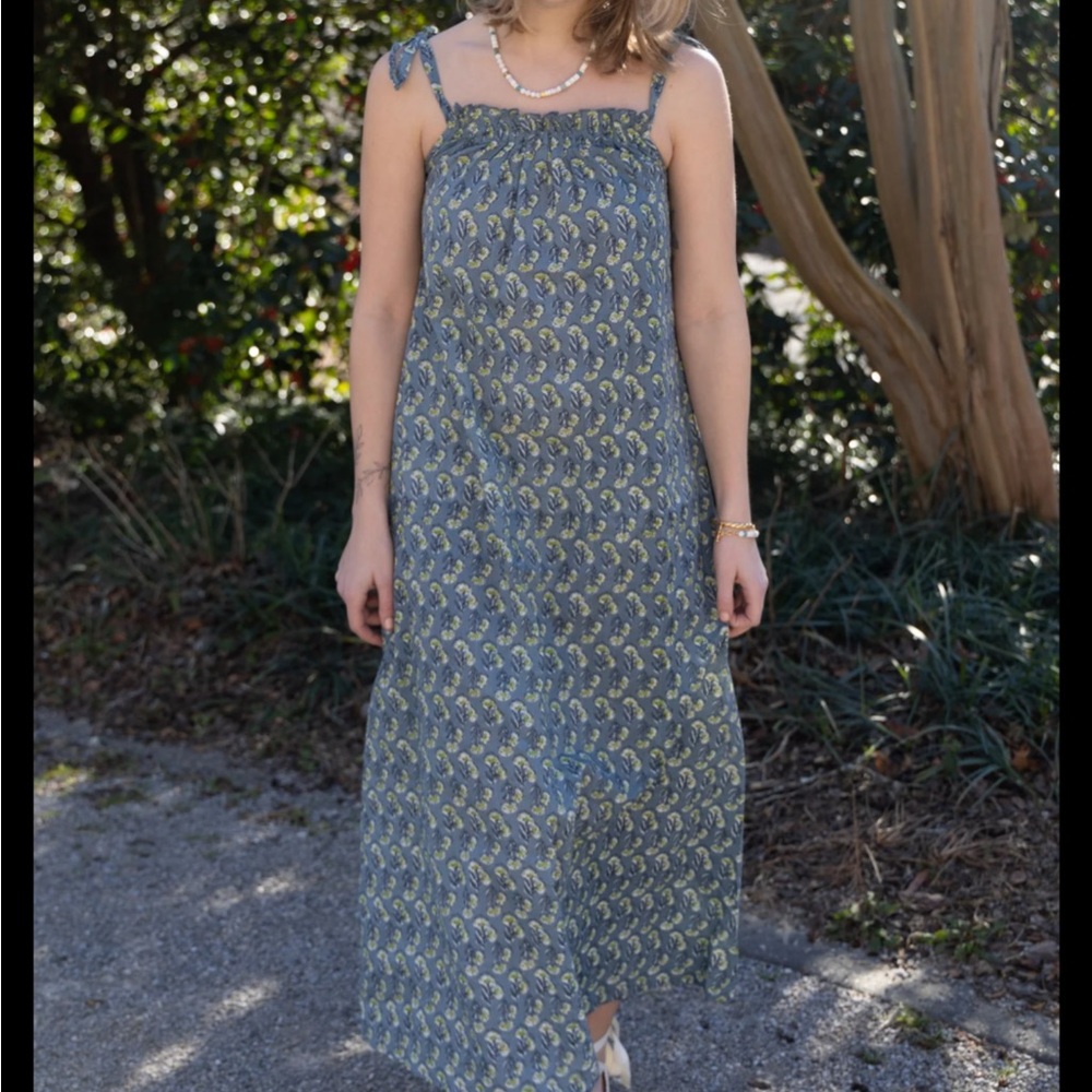 Chic Blue Patterned Maxi Dress